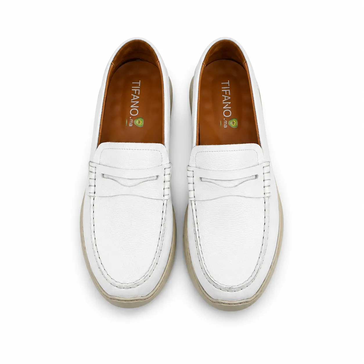 Moccasin pour homme confort R110 Blanc cuir miniature